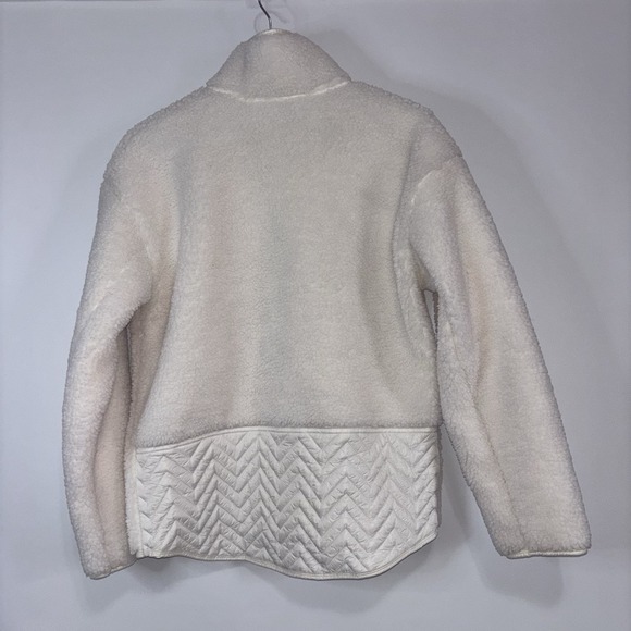 Athleta Sherpa 1/4 Snap Fleece Pullover Jacket Ivory Cream Size Small Petite - Picture 7 of 11